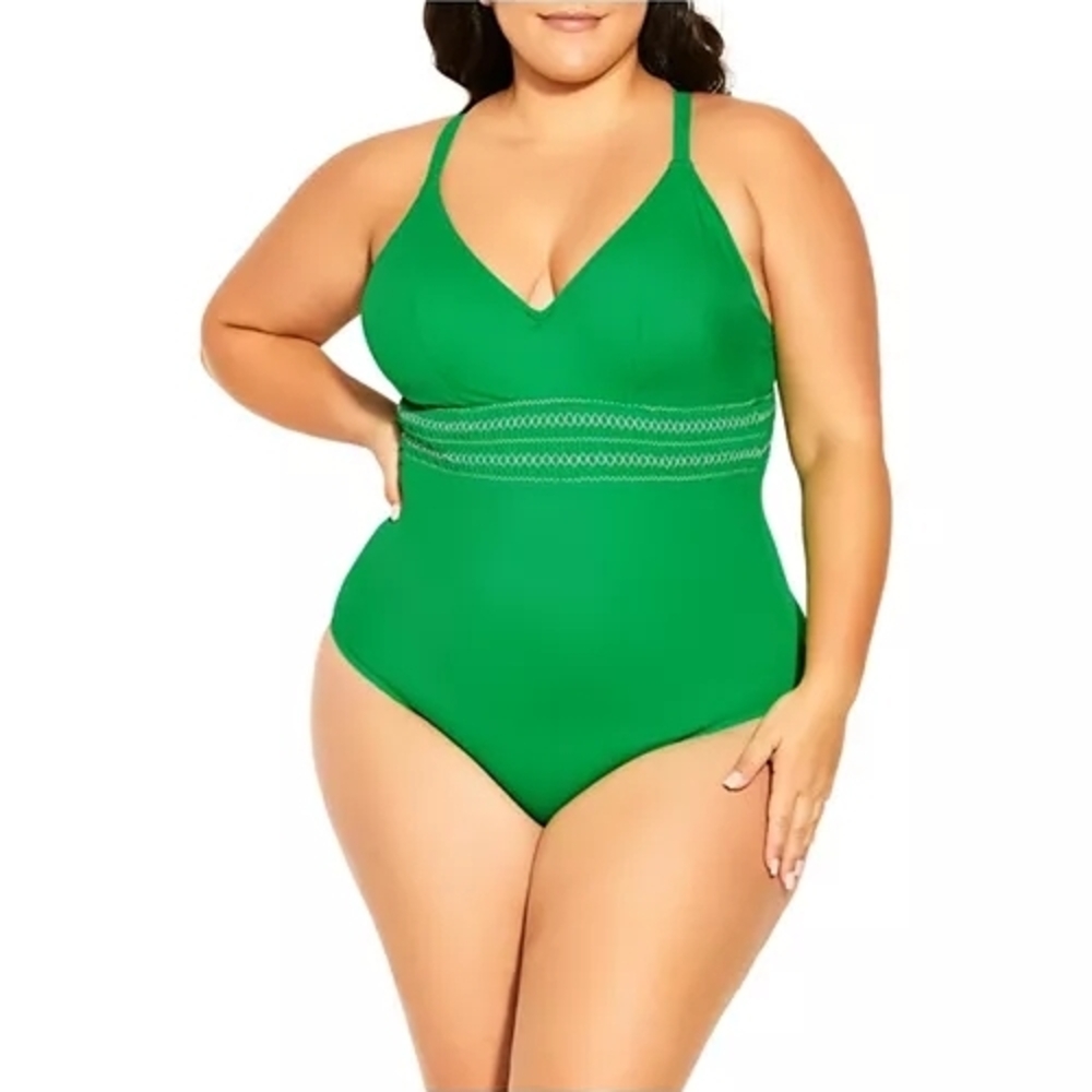City Chic Vibrant Green One-Piece Swimsuit XS/14